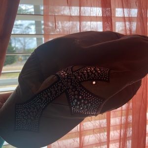 Rhinestone Cross Vintage Hat